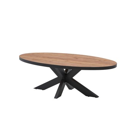 Table basse ovale ANTONIO en décor chêne français