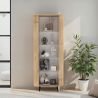 Vitrine 80 cm LUCIUS avec 1 porte en décor chêne cadiz