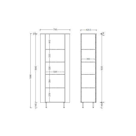 Vitrine 80 cm LUCIUS avec 1 porte en décor chêne cadiz