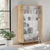 Vitrine 130 cm LUCIUS avec 2 portes en décor chêne cadiz
