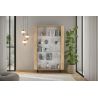 Vitrine 130 cm LUCIUS avec 2 portes en décor chêne cadiz