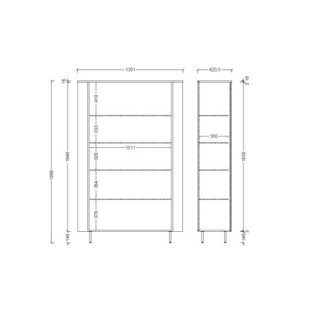 Vitrine 130 cm LUCIUS avec 2 portes en décor chêne cadiz