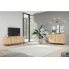 Meuble TV 180 cm LUCIUS avec 3 portes en décor chêne cadiz