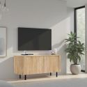 Meuble TV 120 cm LUCIUS avec 2 portes en décor chêne cadiz