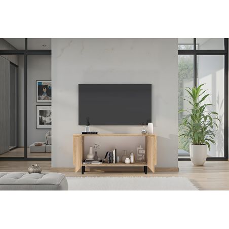 Meuble TV 120 cm LUCIUS avec 2 portes en décor chêne cadiz