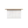 Table ilot de cuisine 160 cm OCTAVE 3 portes en blanc brillant et décor chêne cadiz