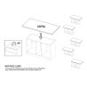 Table ilot de cuisine 160 cm OCTAVE 3 portes en blanc brillant et décor chêne cadiz
