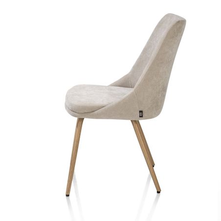 Jaxie, Chaise de salle à manger - pieds métal imprimé chêne - tissu malaya - Henders and Hazel
