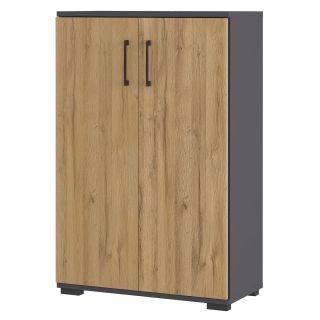 Armoire de bureau 4247 PRADES en décor chêne Grandson et graphite
