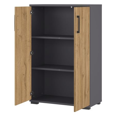 Armoire de bureau 4247 PRADES en décor chêne Grandson et graphite