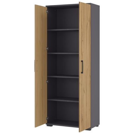 Armoire de bureau 4250 PRADES en décor chêne Grandson et graphite