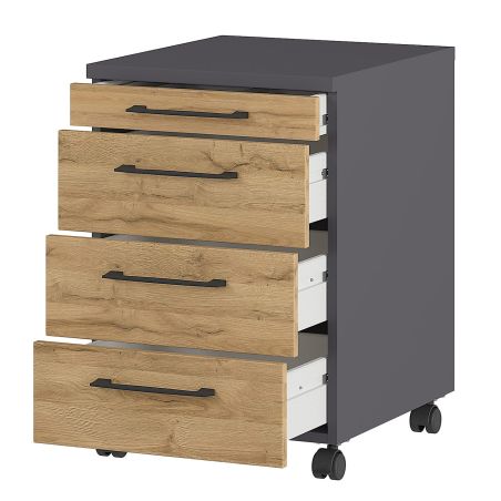 Caisson de bureau 4251 PRADES en décor chêne Grandson et graphite