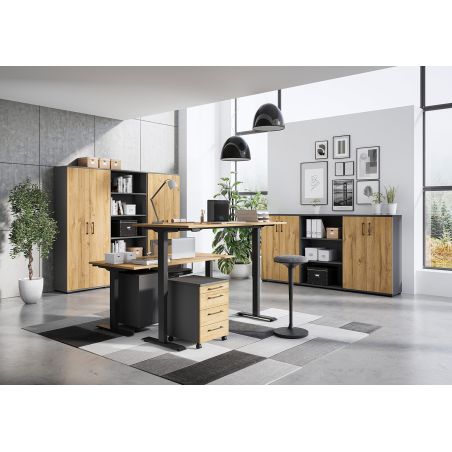 Caisson de bureau 4251 PRADES en décor chêne Grandson et graphite