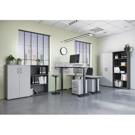 Bureau 8022 PRADES 120 cm réglable en hauteur électriquement, coloris gris clair