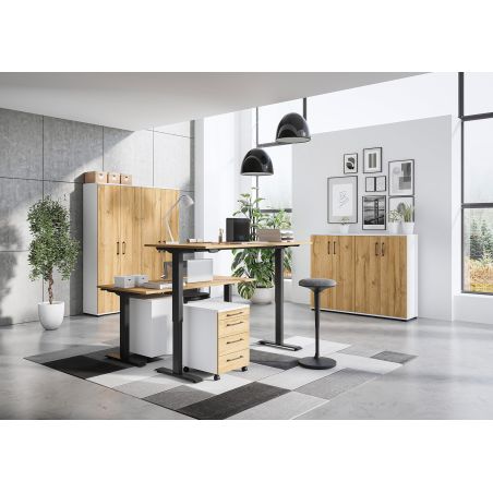 Bureau 8023 PRADES 140 cm réglable en hauteur électriquement, décor chêne Grandson