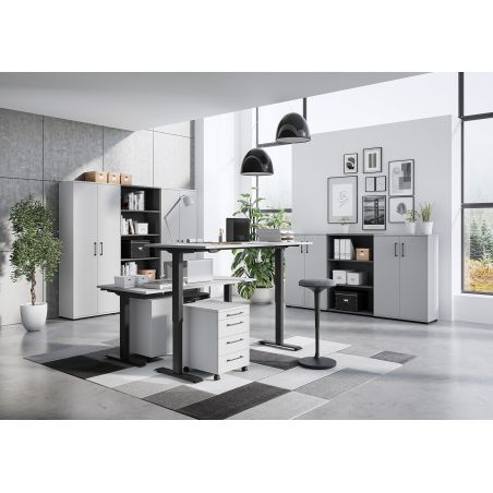 Bureau 8024 PRADES 160 cm réglable en hauteur électriquement, coloris gris clair