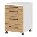 Caisson de bureau 4251 PRADES en décor chêne Grandson et blanc