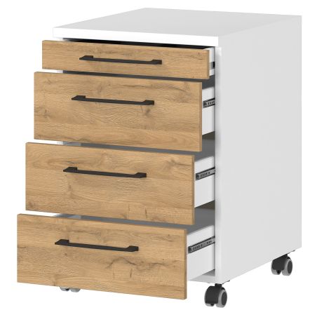 Caisson de bureau 4251 PRADES en décor chêne Grandson et blanc