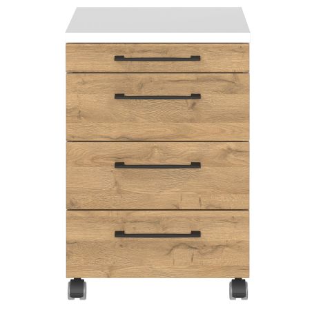 Caisson de bureau 4251 PRADES en décor chêne Grandson et blanc