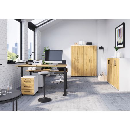 Caisson de bureau 4251 PRADES en décor chêne Grandson et blanc