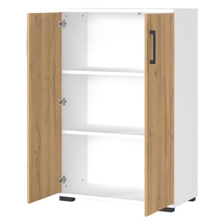 Armoire de bureau 4247 PRADES en décor chêne Grandson et blanc