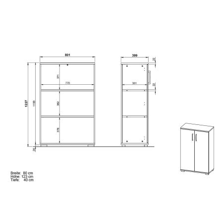 Armoire de bureau 4247 PRADES en décor chêne Grandson et blanc