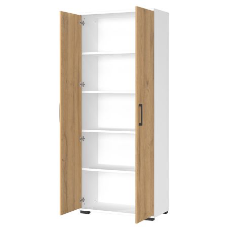 Armoire de bureau 4250 PRADES en décor chêne Grandson et blanc