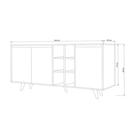 Buffet 140 cm BRAVA en décor blanc et chêne