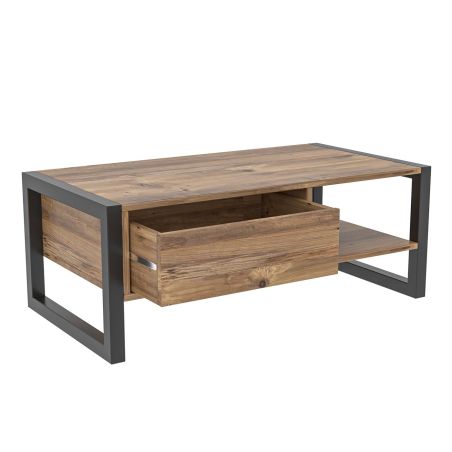 Table basse 105 cm HALDIR avec 1 tiroir en décor pin atlantic