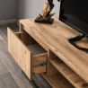 Meuble TV 140 cm BELINO en décor pin naturel avec 2 tiroirs et 2 niches