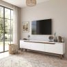 Meuble TV 180 cm ERIC en décor blanc et noyer