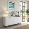 Buffet 180 cm ERIC en décor blanc et noyer