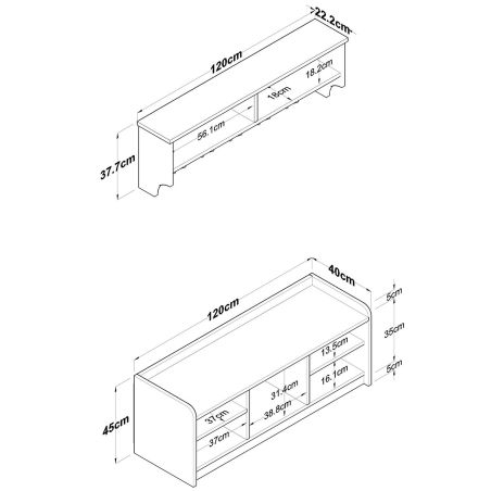 Ensemble de meubles pour entrée RALPH en décor blanc et noyer