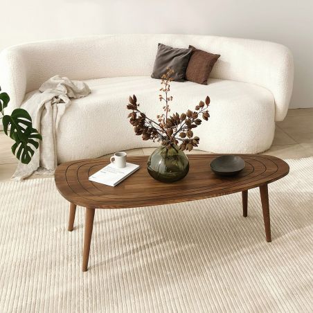 Table basse ovale 115 cm SWEET en bois de pin coloris noyer