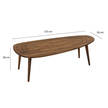 Table basse ovale 115 cm SWEET en bois de pin coloris noyer