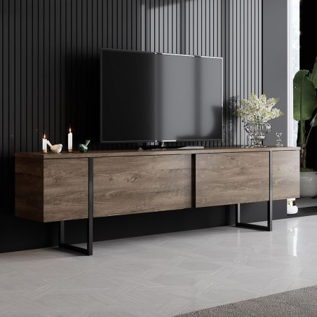 Meuble TV 180 cm LOUXOR en décor noyer