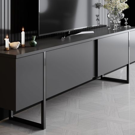 Meuble TV 180 cm LOUXOR gris anthracite