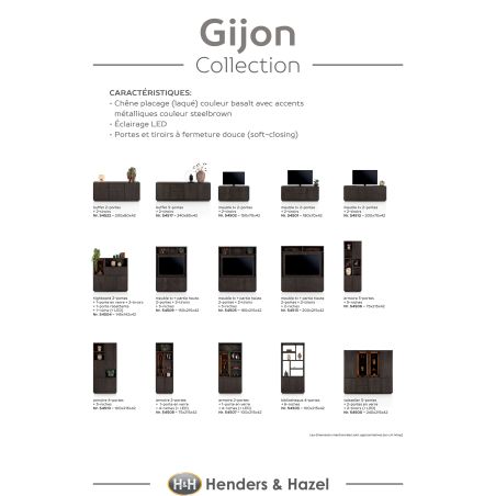 Gijon, armoire 100 cm - 4-portes + 3-niches - Henders and Hazel