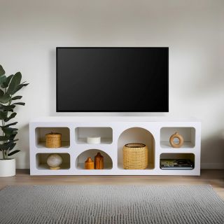 Meuble TV 160 cm FERGUS en blanc