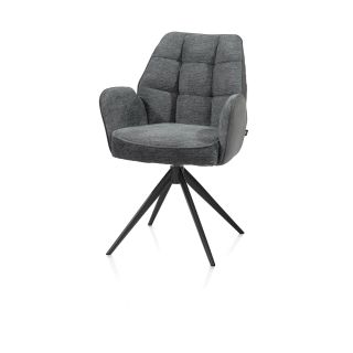 Bell, chaise a accoudoirs - pietement rough off black- pivotante-confort ressorts - Cal/Vad