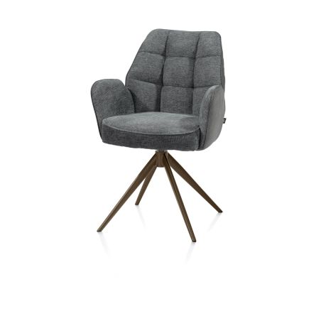 Bell, chaise a accoudoirs - pietement steelbrown - pivotante - confort ressorts - Cal/Vad