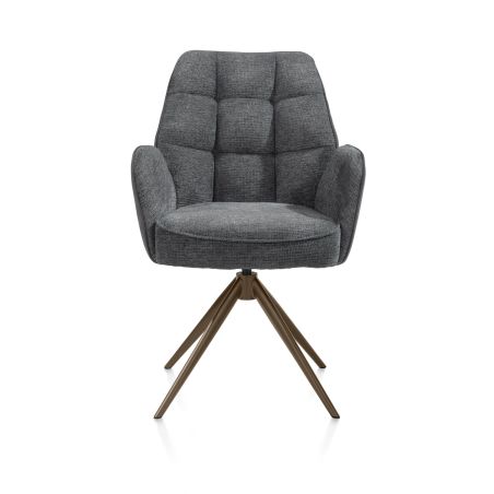 Bell, chaise a accoudoirs - pietement steelbrown - pivotante - confort ressorts - Cal/Vad