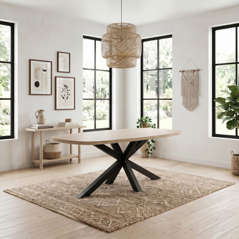 Table ovale 210 cm GABRIEL LIGHT en décor chêne clair