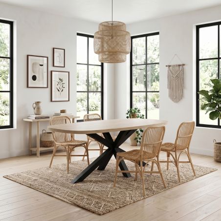 Table ovale 210 cm GABRIEL LIGHT en décor chêne clair