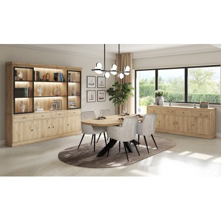 Table ovale 210 cm GABRIEL LIGHT en décor chêne clair