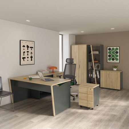 Bureau droit ITALIC en 120 cm ou 140 cm ou 160 cm proposé 2 finitions