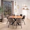 Table triangle MERLIN 135 cm en acacia massif avec pied central en métal