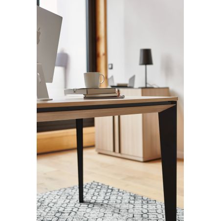 Bureau droit 170 cm ou 190 cm E-MOTION plateau décor chêne structuré