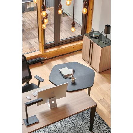 Bureau droit 170 cm ou 190 cm E-MOTION plateau décor chêne structuré