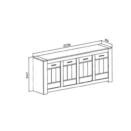 Buffet 223 cm SAWYER en décor chêne gris